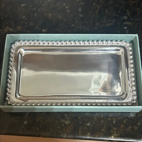 Mariposa Silver Beaded Edge Tray - Picture 1 of 4